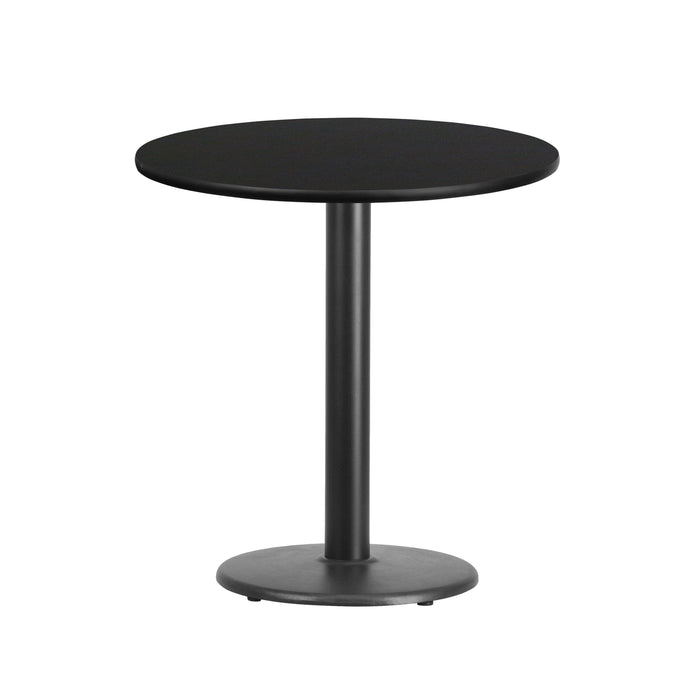 24'' Round Black Laminate Restaurant Table Top with 18'' Round Table Height Base