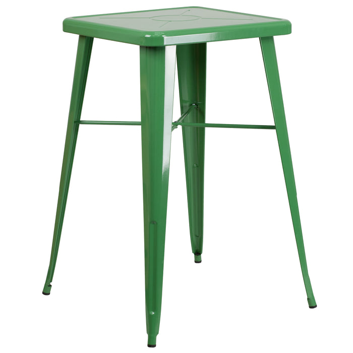 23.75'' Square Green Metal Indoor-Outdoor Bar Height Table