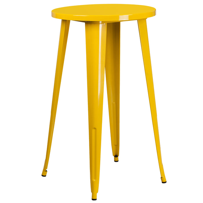 24'' Round Yellow Metal Indoor-Outdoor Bar Height Table