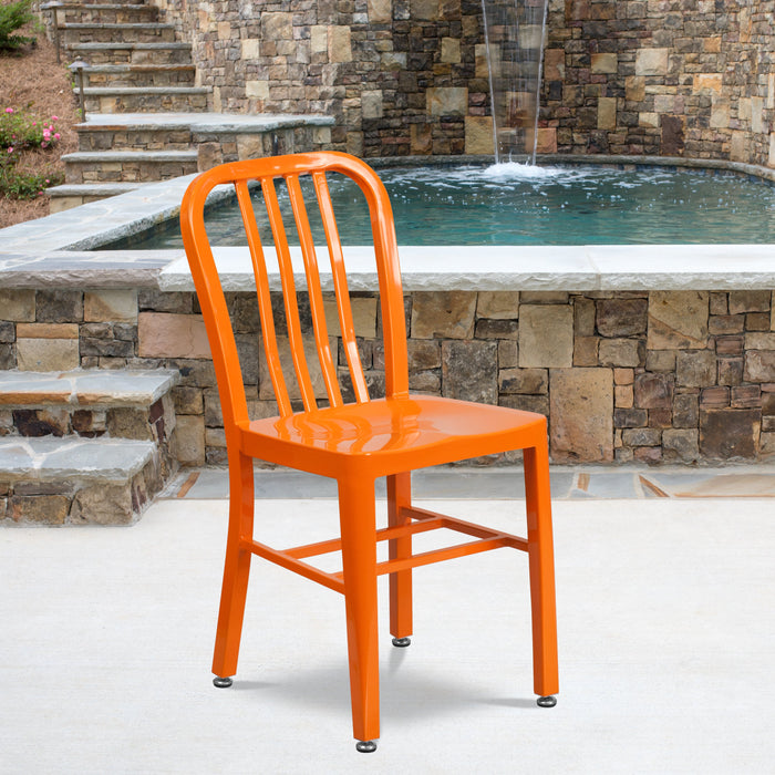 18.5" Orange Metal Restaurant Indoor-Outdoor Chair