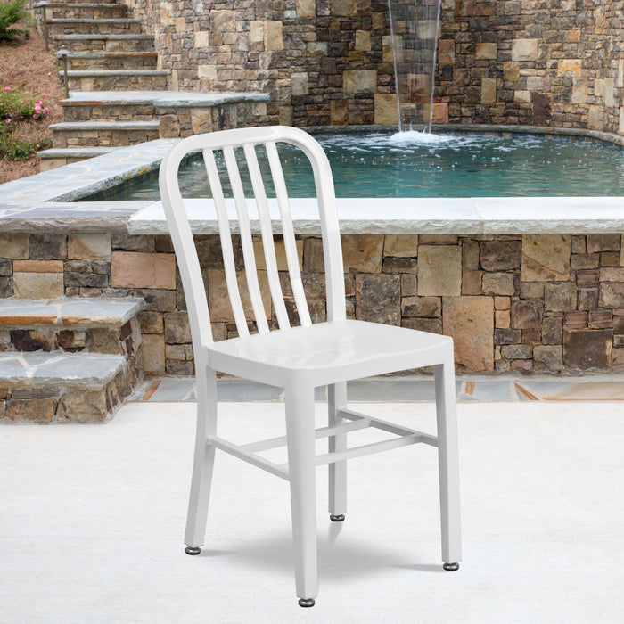 18.5" White Metal Restaurant Indoor-Outdoor Chair