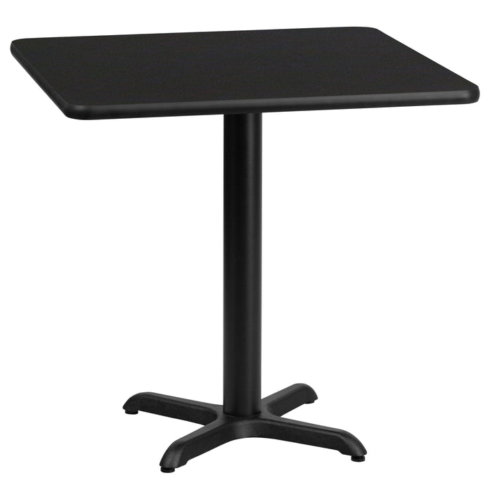 24'' Square Black Laminate Restaurant Table Top with 22'' x 22'' Table Height Base