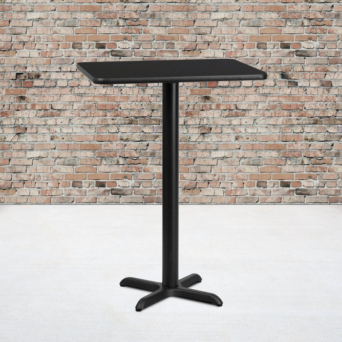 24'' x 30'' Rectangular Black Laminate Table Top with 22'' x 22'' Bar Height Table Base