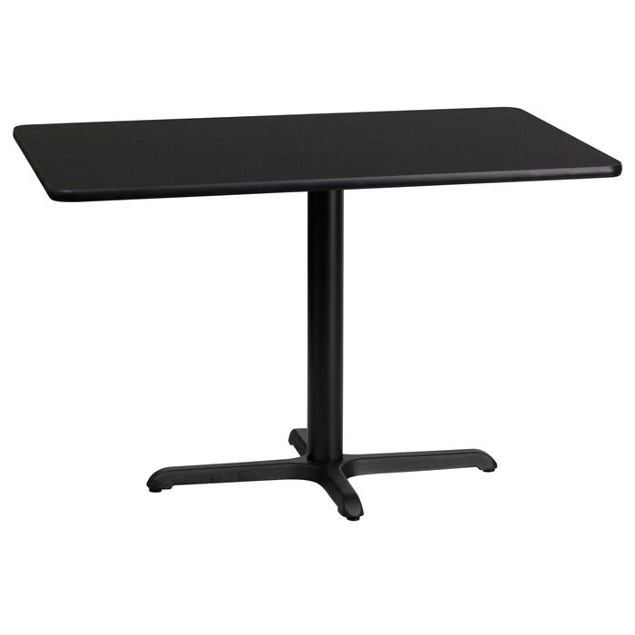 24'' x 42'' Rectangular Black Laminate Restaurant Table Top with 22'' x 30'' Table Height Base