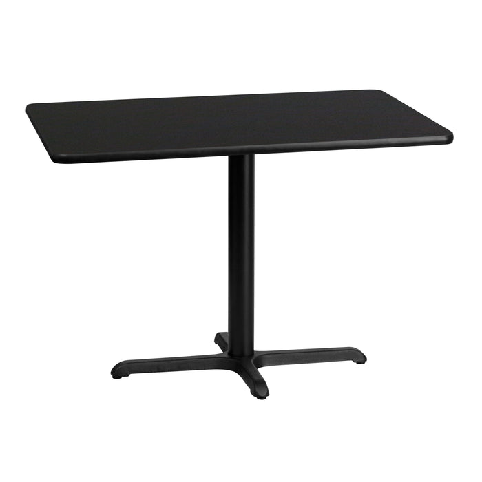 30'' x 42'' Rectangular Black Laminate Restaurant Table Top with 22'' x 30'' Table Height Base