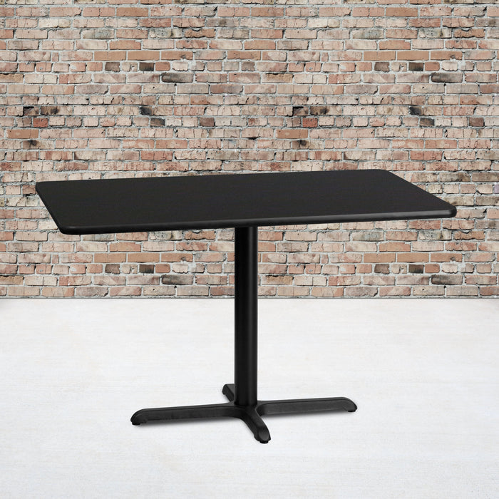 30'' x 48'' Rectangular Black Laminate Restaurant Table Top with 22'' x 30'' Table Height Base