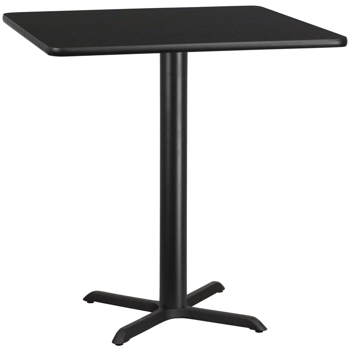 42'' Square Black Laminate Restaurant Table Top with 33'' x 33'' Table Height Base