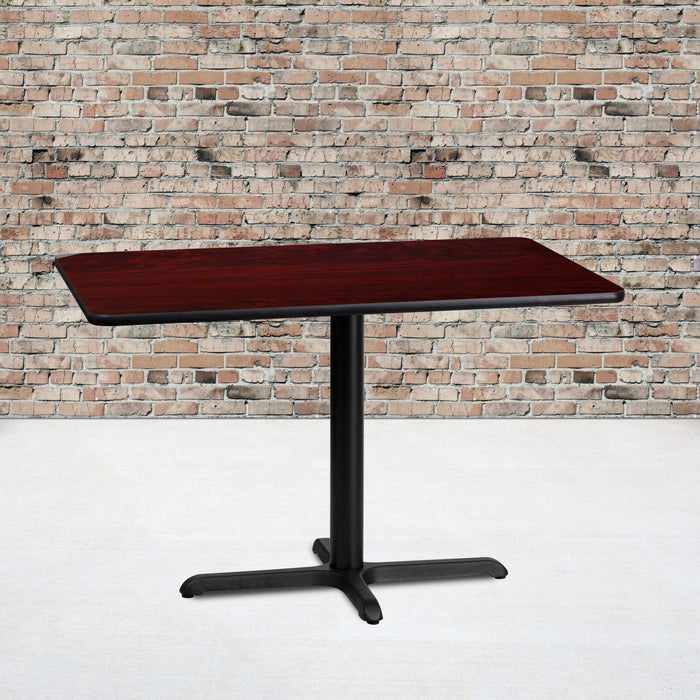 24'' x 42'' Rectangular Mahogany Laminate Restaurant Table Top with 22'' x 30'' Table Height Base