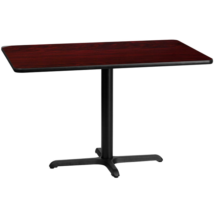 30'' x 48'' Rectangular Mahogany Laminate Restaurant Table Top with 22'' x 30'' Table Height Base