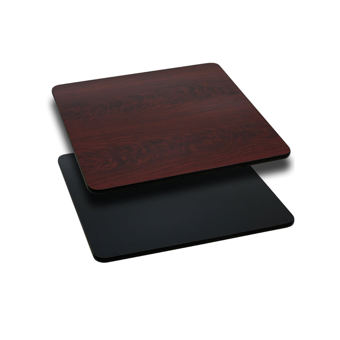 24'' Square Restaurant Table Top with Black or Mahogany Reversible Laminate Top