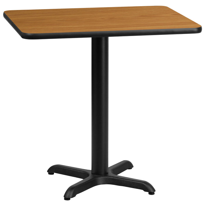 24'' x 30'' Rectangular Natural Laminate Restaurant Table Top with 22'' x 22'' Table Height Base