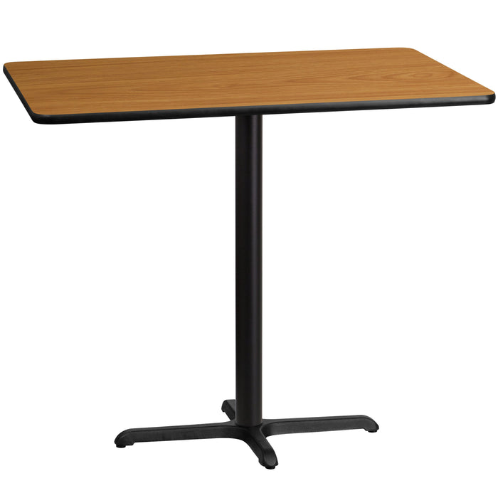 30'' x 48'' Rectangular Natural Laminate Table Top with 22'' x 30'' Bar Height Table Base