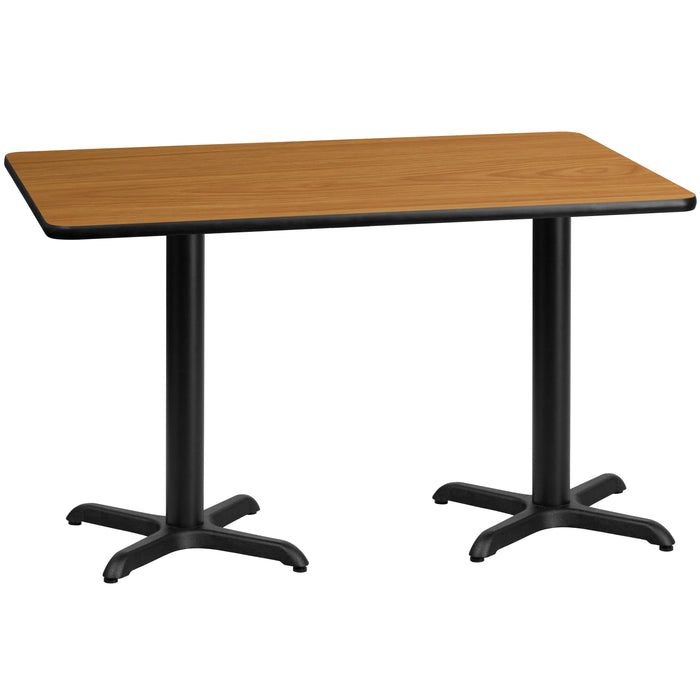 30'' x 60'' Rectangular Natural Laminate Restaurant Table Top with 22'' x 22'' Table Height Bases