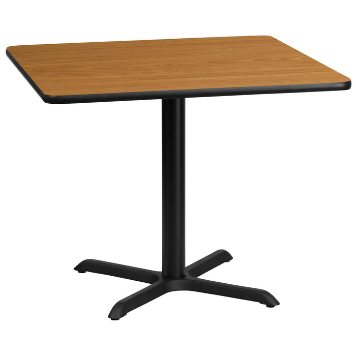 36'' Square Natural Laminate Restaurant Table Top with 30'' x 30'' Table Height Base