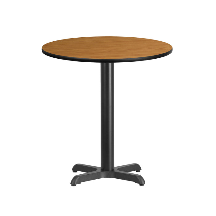 24'' Round Natural Laminate Restaurant Table Top with 22'' x 22'' Table Height Base