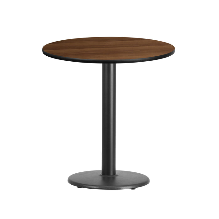 24'' Round Walnut Laminate Restaurant Table Top with 18'' Round Table Height Base