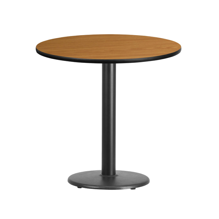 30'' Round Natural Laminate Restaurant Table Top with 18'' Round Table Height Base