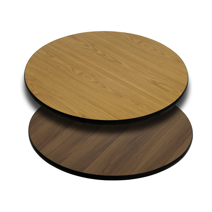 30'' Round Restaurant Table Top with Natural or Walnut Reversible Laminate Top