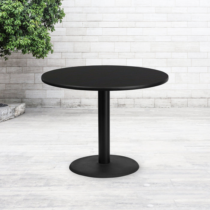 42'' Round Black Laminate Restaurant Table Top with 24'' Round Table Height Base