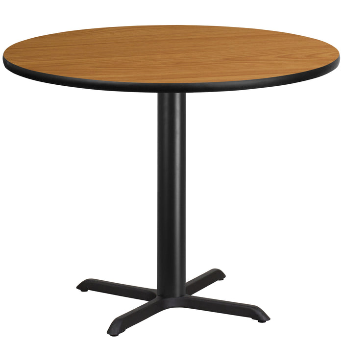 42'' Round Natural Laminate Restaurant Table Top with 33'' x 33'' Table Height Base