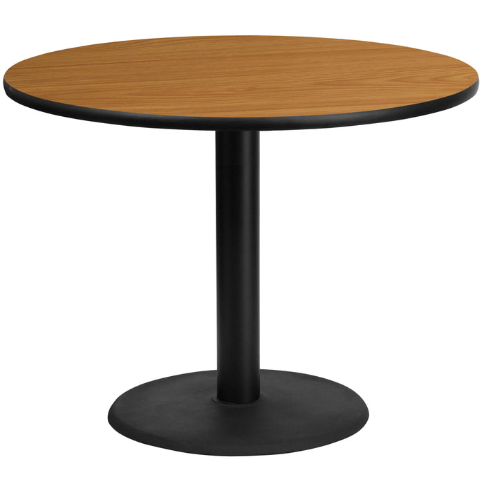 42'' Round Natural Laminate Restaurant Table Top with 24'' Round Table Height Base