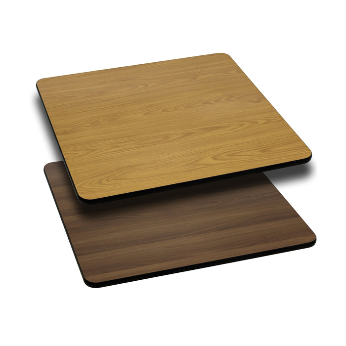 24'' Square Restaurant Table Top with Natural or Walnut Reversible Laminate Top